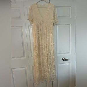 Cream, lace, maxi dress